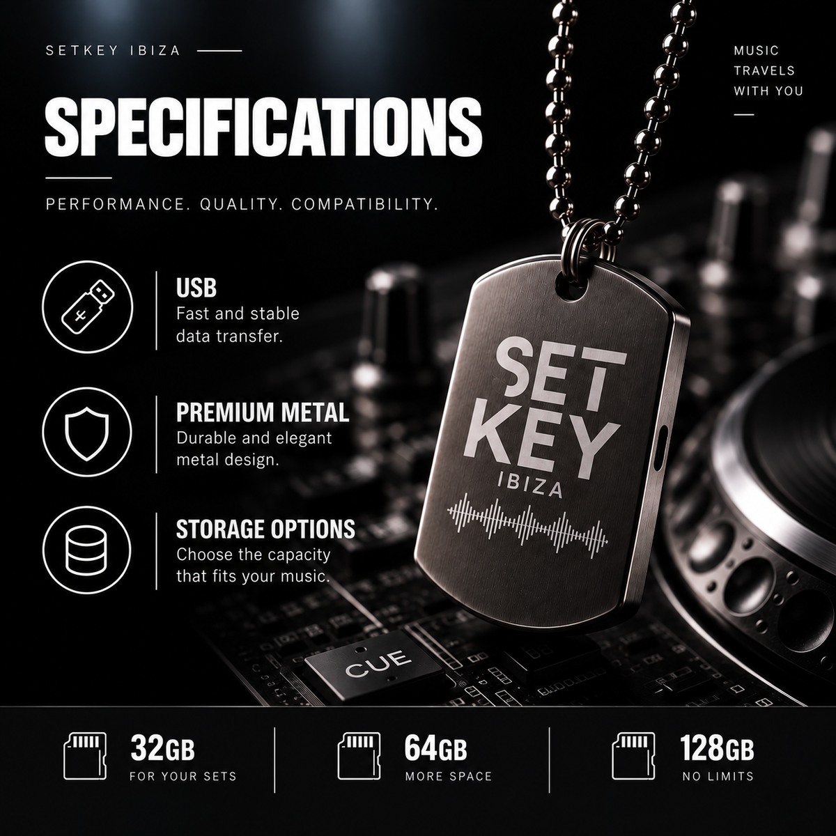 Custom DJ USB Necklace 32GB