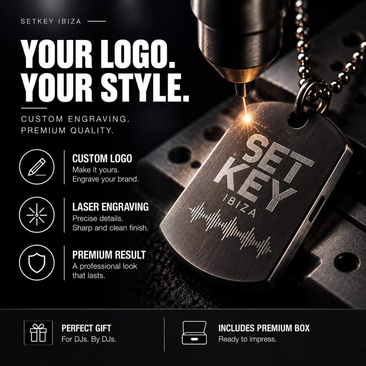 SET KEY custom laser engraving for DJs